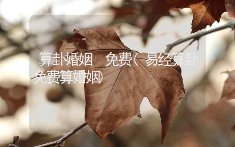 算卦婚姻 免费(易经算卦免费算婚姻)